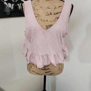 wild fable Light Pink Ruffle-Hem V-Neck Tank